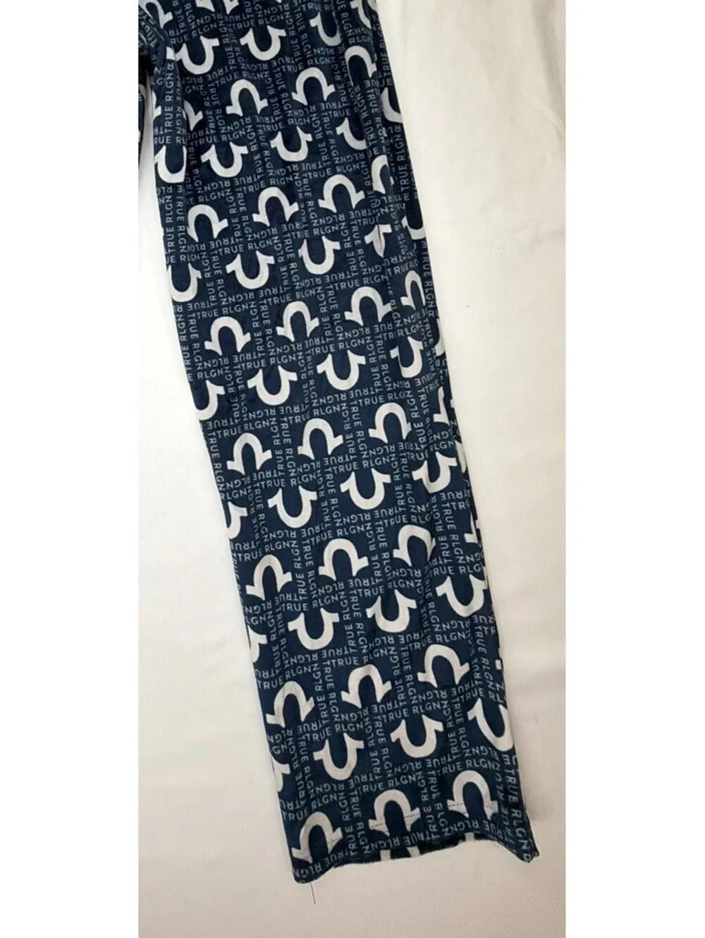 True Religion Men's Pajama Pants Loungewear Drawstring Logo Size S Blue
